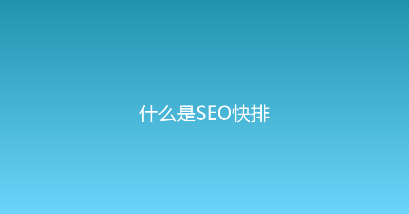 什么是SEO快排 封面图