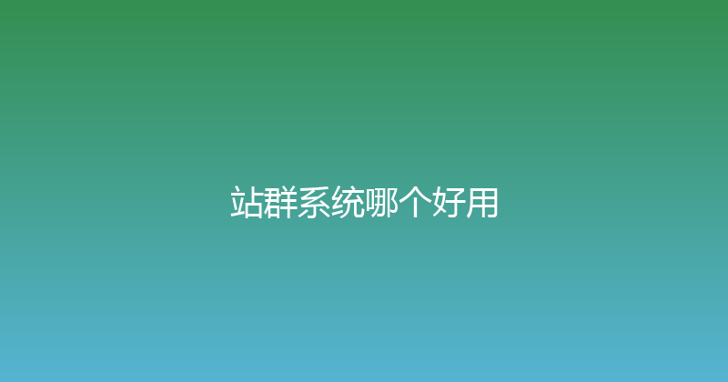 站群系统哪个好用 封面图