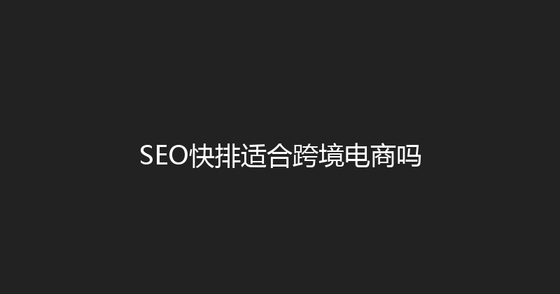 SEO快排适合跨境电商吗 封面图